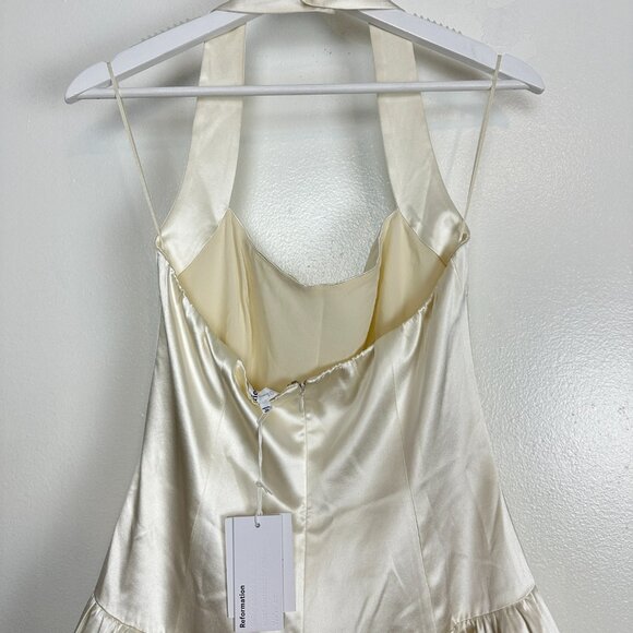 REFORMATION Babette Silk Dress in Ivory Size US 6 NWT - Picture 10 of 16